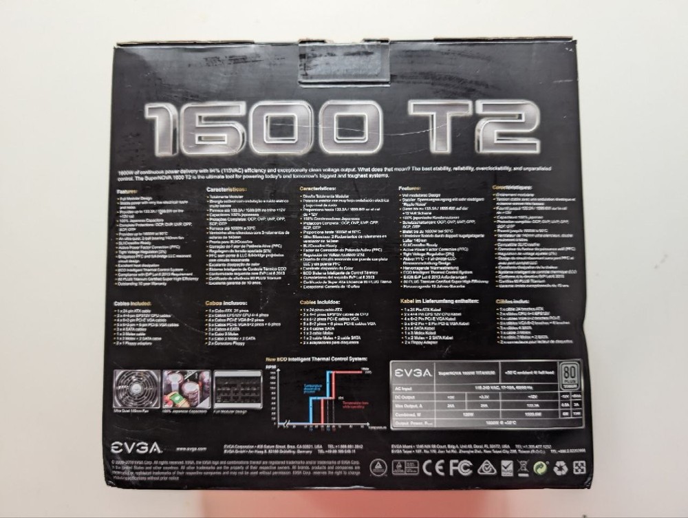 EVGA SuperNOVA 1600 T2 80+ TITANIUM, 1600W.