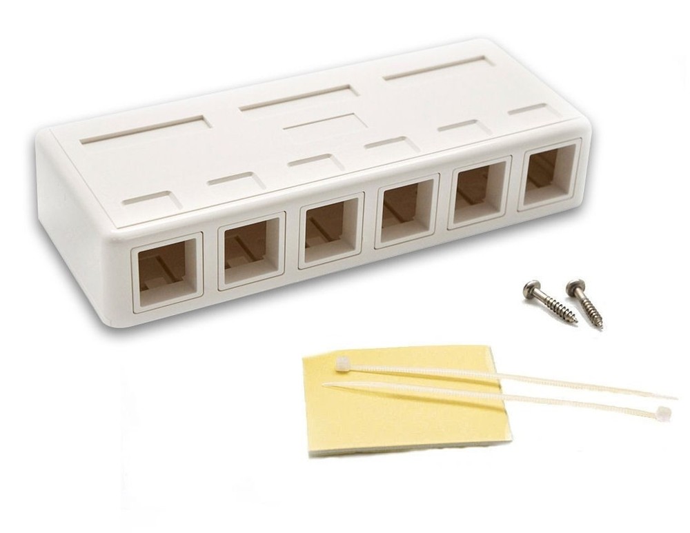 3 Lot 6 Port RJ45 Network Blank Surface Wall Mount Box For Keystone Jack Insert
