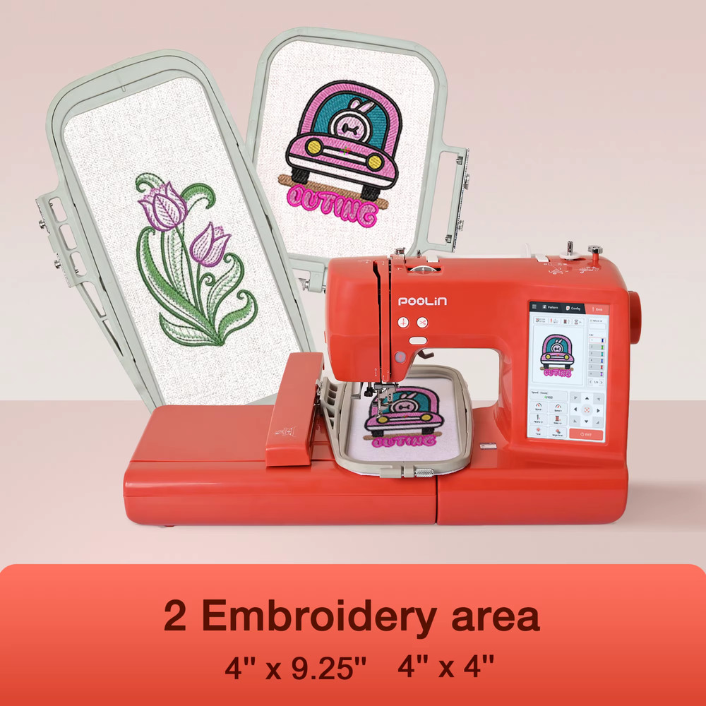 Computerized Embroidery Machine w/ Threads Bobbins Stabilizer DIY Home