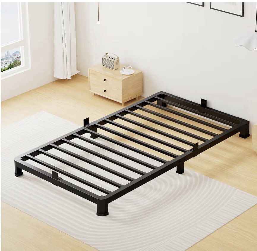 Twin Bed Frame 4 Inch Low Profile Metal Platform Heavy Duty Black