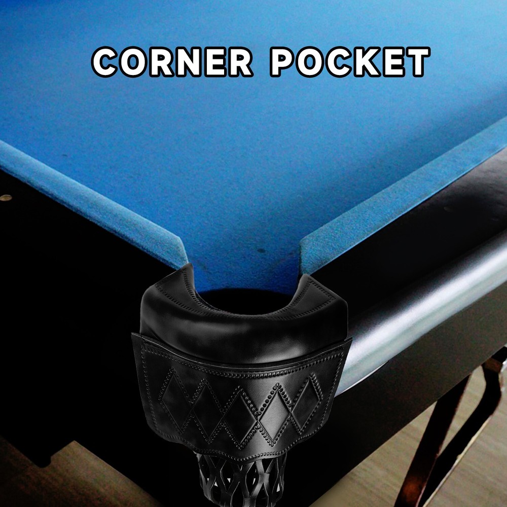 Set of 6 PU Leather Billiard Pool Table Pockets. Replacement Web Drop Bag Set