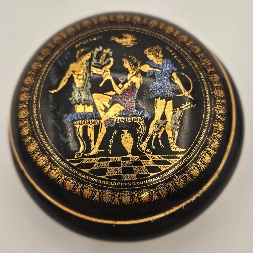 Vtg Small EMPTY Greek Michael Anais Solid Perfume Ceramic Jar