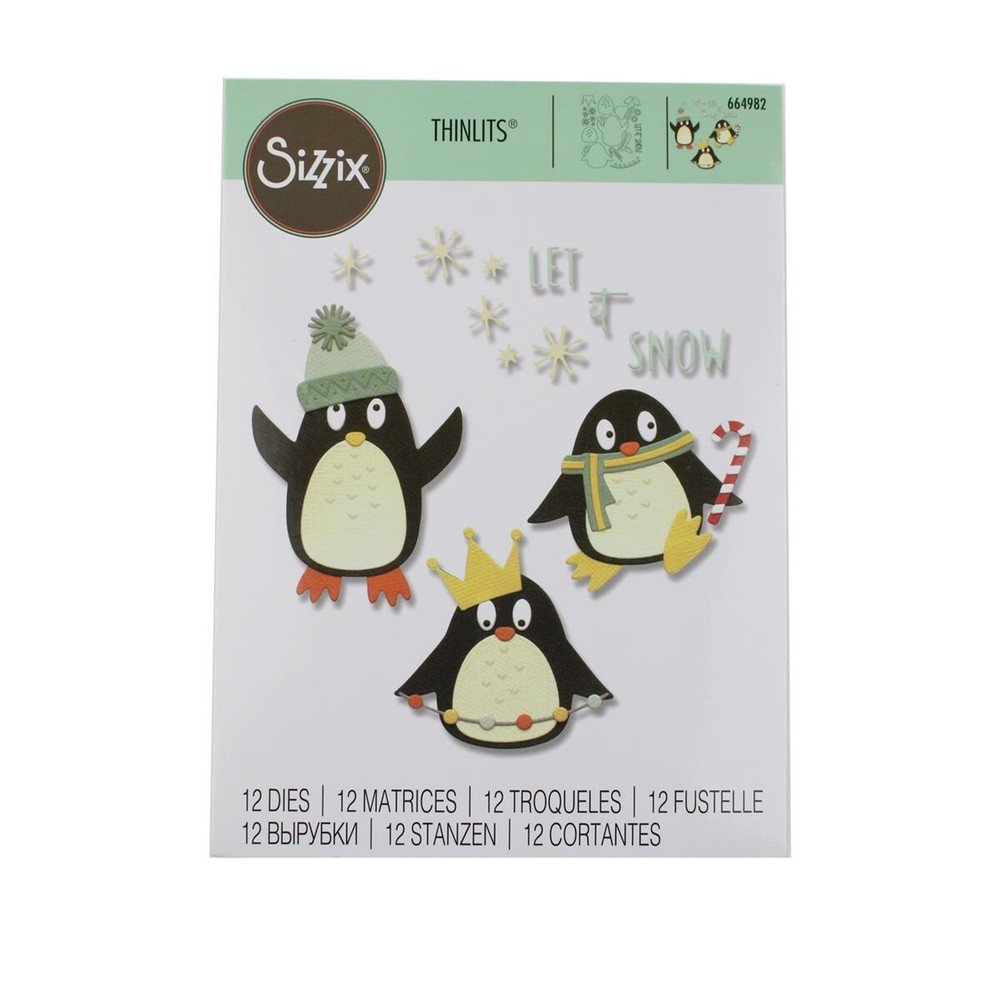 Sizzix Thinlits Penguin Pals Cutting Dies Christmas Holiday 664982 NEW