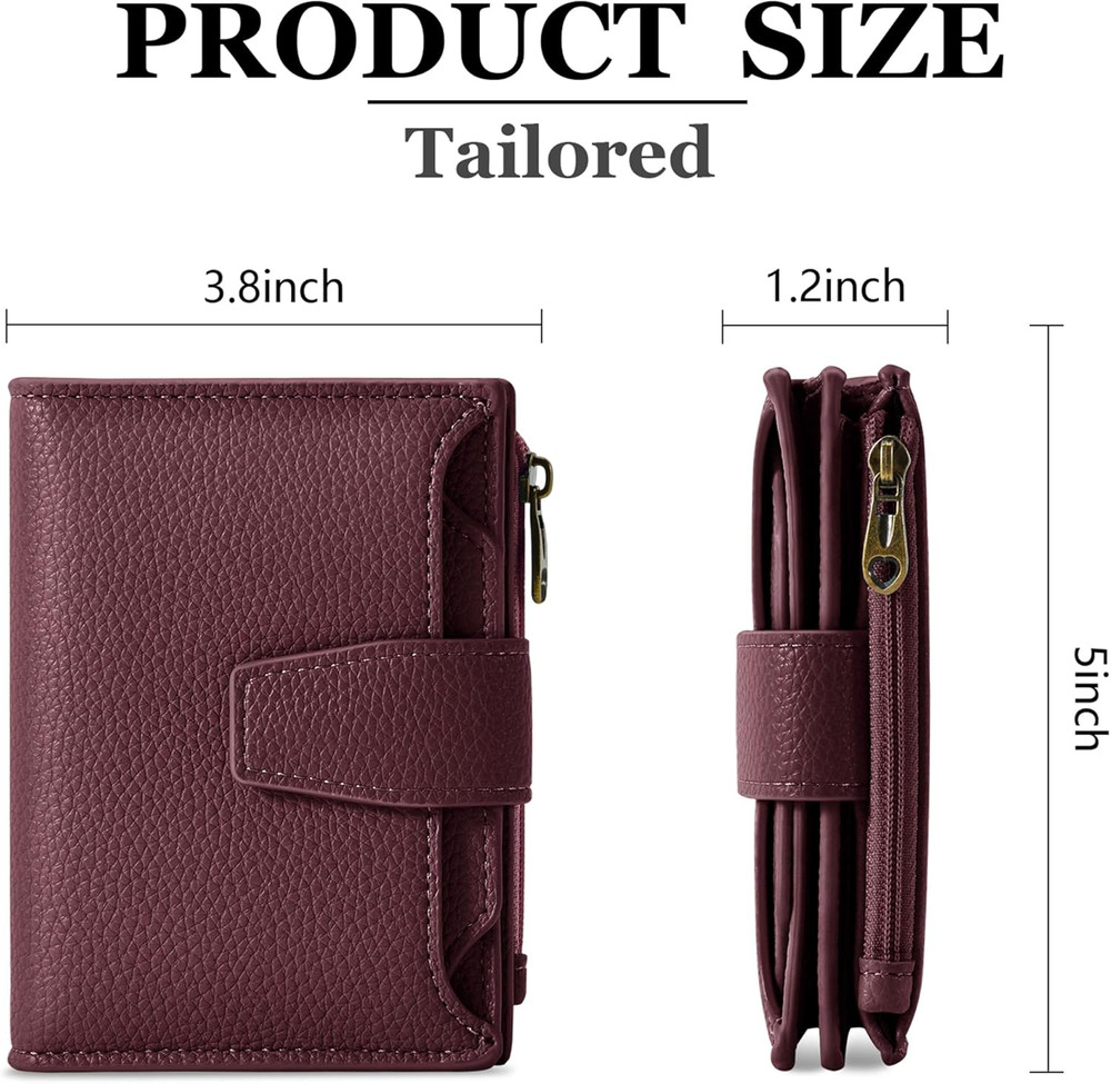 Small Wallet Women RFID Blocking Soft Leather Bifold Compact Card Holder Wallet