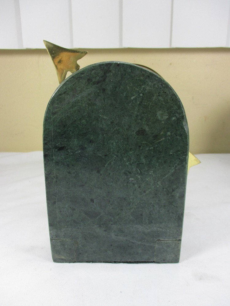Vintage Ornate Solid Brass Armillary Sundial Arrow Marble Bookends
