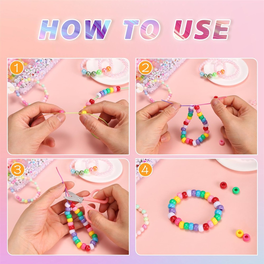 Elastic String for Bracelets, 1mm Sturdy Stretchy String Rainbow Elastic Cord...