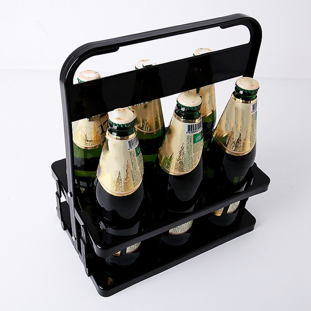 6 Hole Foldable Bottle Holder, Handle Portable Use Wine Storage Rack, Bar7872
