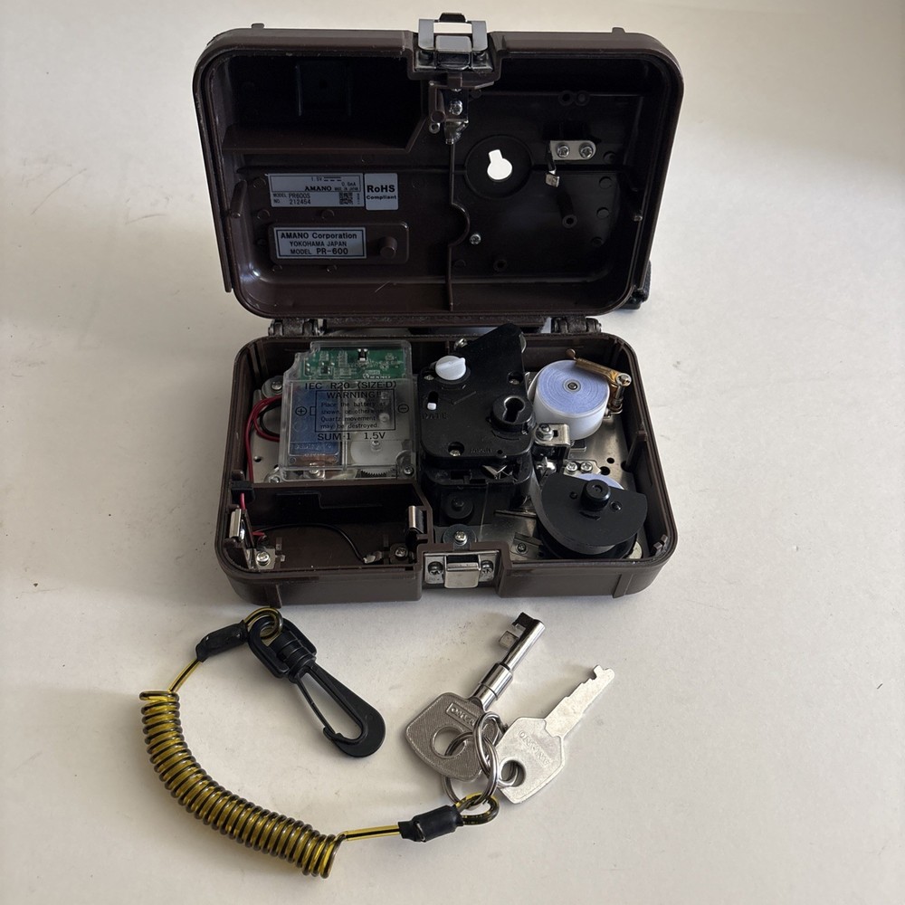 Amano PR-600 Watchman's Time Clock W/Master Keys UNTESTED PREOWNED