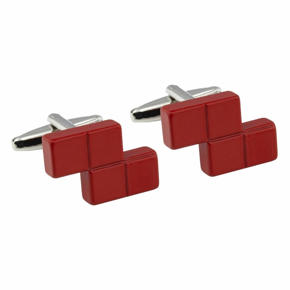 Red tetris block retro computer game Cufflinks wedding birthday christmas gift