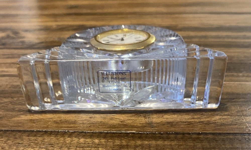 Vintage Crystal Clear Glass Clock Untested