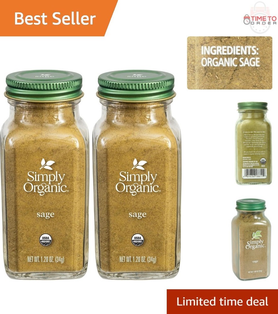 Ground Organic Sage Leaf 1.41 oz Pack of 2 Versatile Culinary Herb
