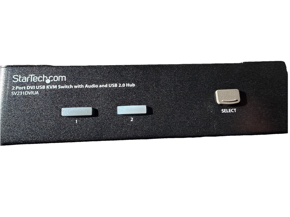 StarTech 2 Port DVI USB KVM Switch With Audio USB 2.0 Hub SV231DVIUA Black