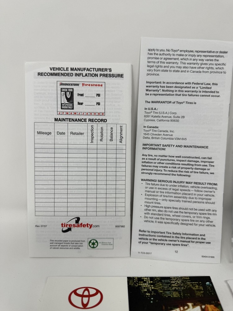 2012 Toyota Yaris Owners Manual OEM Set
