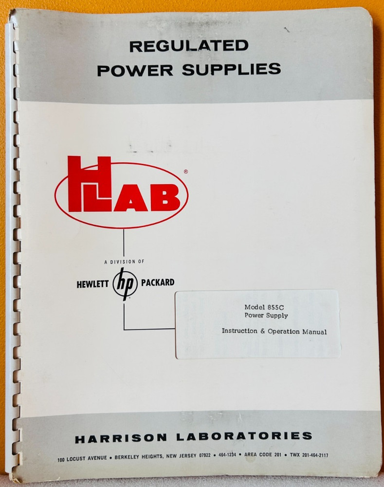 HP Model 855C Power Supply Instruction & Operation Manual.