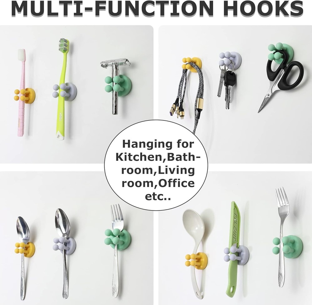 4 pcs Silicone Toothbrush Holder Multi-Function Hook Waterproof self Adhesive Si