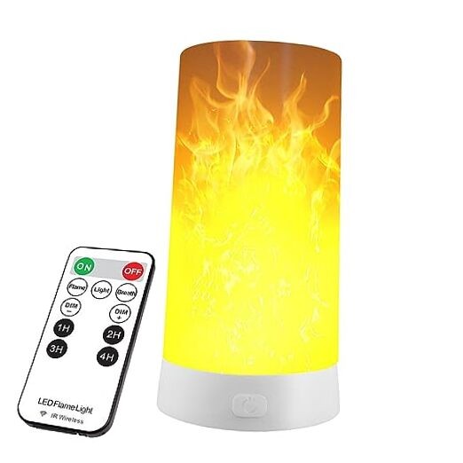 LED Flame Effect Light, Flame Lamp with Remote & Timer, USB Rechargeable 4 1pcs
