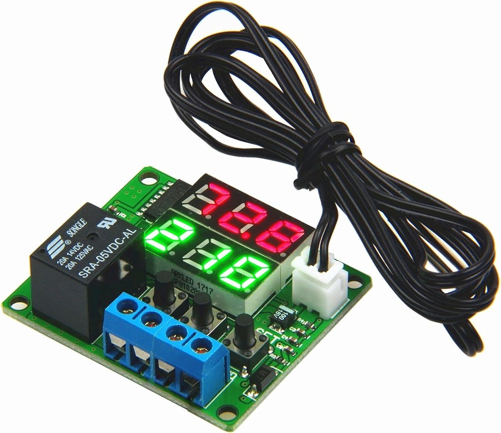 Compact Touch-Controlled Digital Thermostat with Dual LED Display & Fan Control