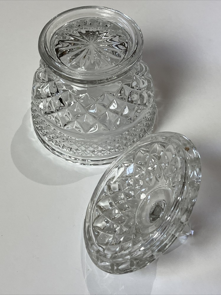 Vintage Clear Cut Glass Candy Nut Dish With Lid