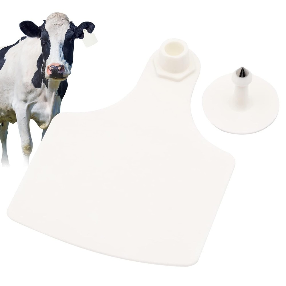 LIUCOGXI 100 Pcs White Blank Cattle Ear Tags Large Size oversize,
