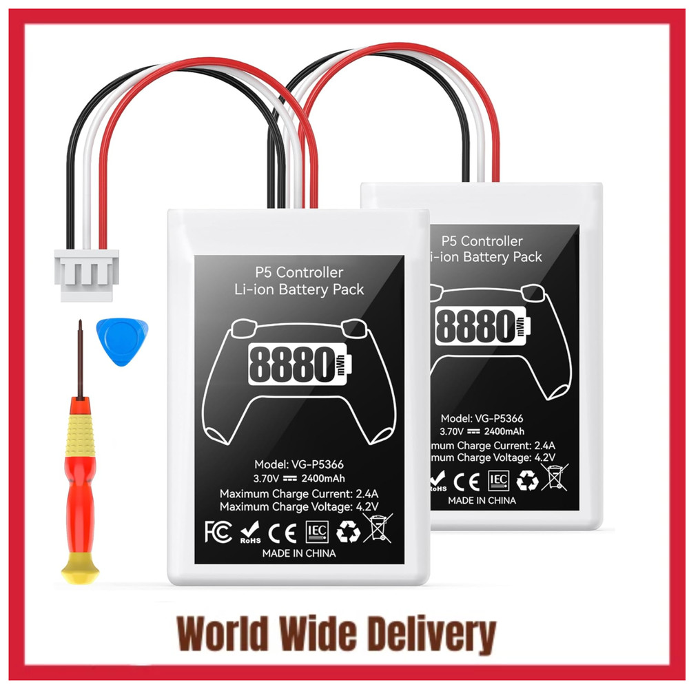 2 Pack PS5 Controller Battery Replacement 8880mWh High Capacity Rechargeable