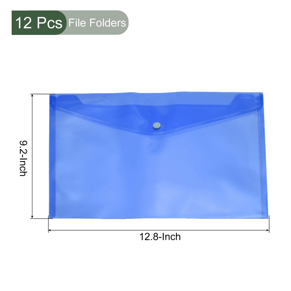 12 Pack File Folders, Clear A4 Files Envelope | Plastic Pockets (Light Blue)