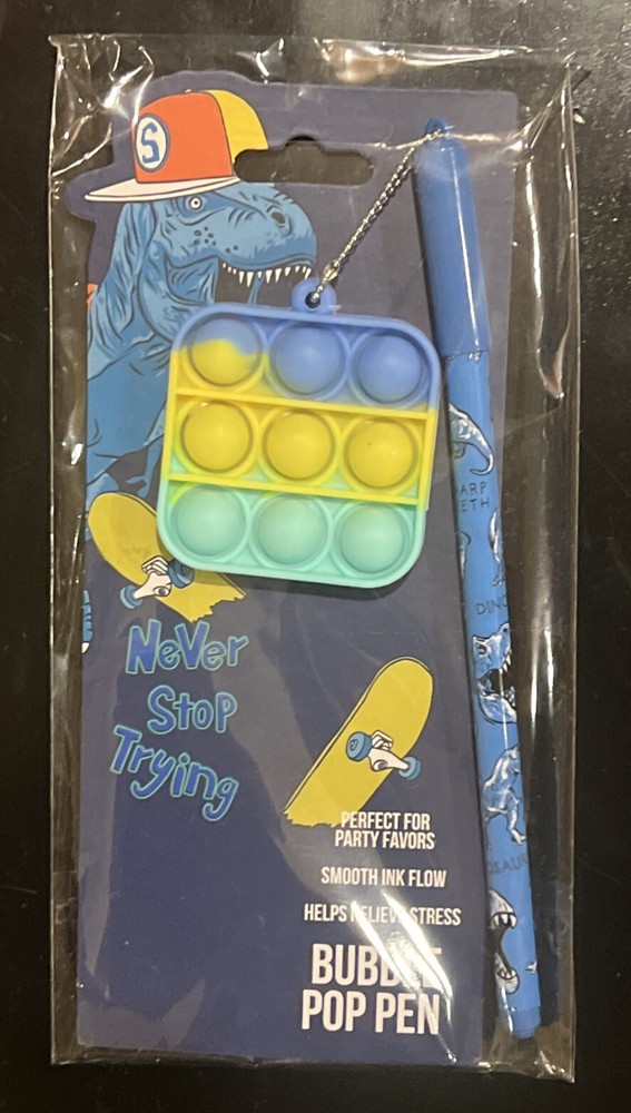 Dinosaur Bubble Pop Fidget Toy w/ 9 Pops Smooth Writing Pen $7.99 OBO