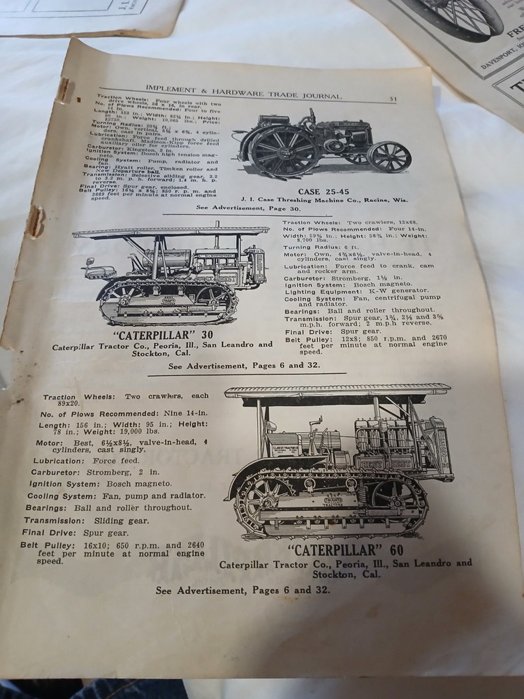 Vintage case and caterpillar tractor ad
