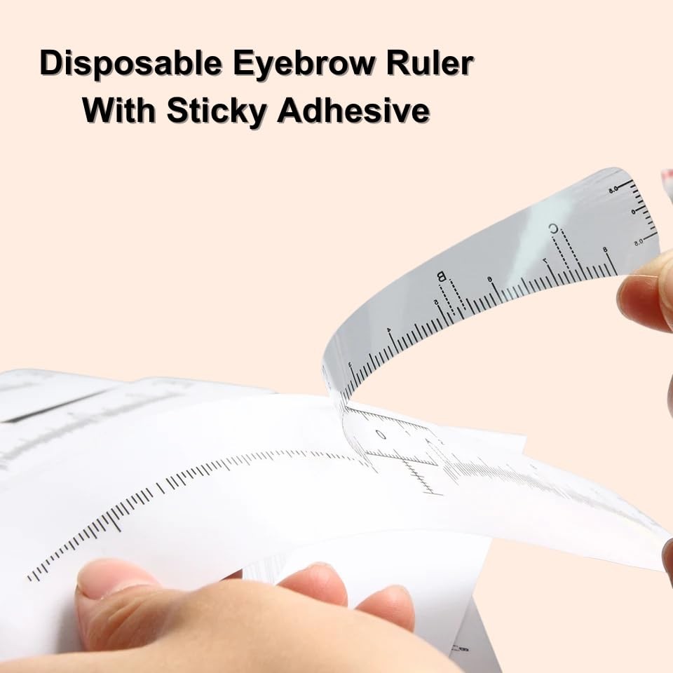 100Pcs Eyebrow Ruler Sticker Disposable Eyebrow Mapping Ruler Sticker for Mic...