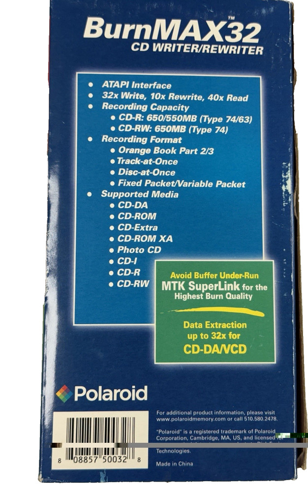 Polaroid BurnMAX32 CD WRITER/REWRITER - NEW IN BOX