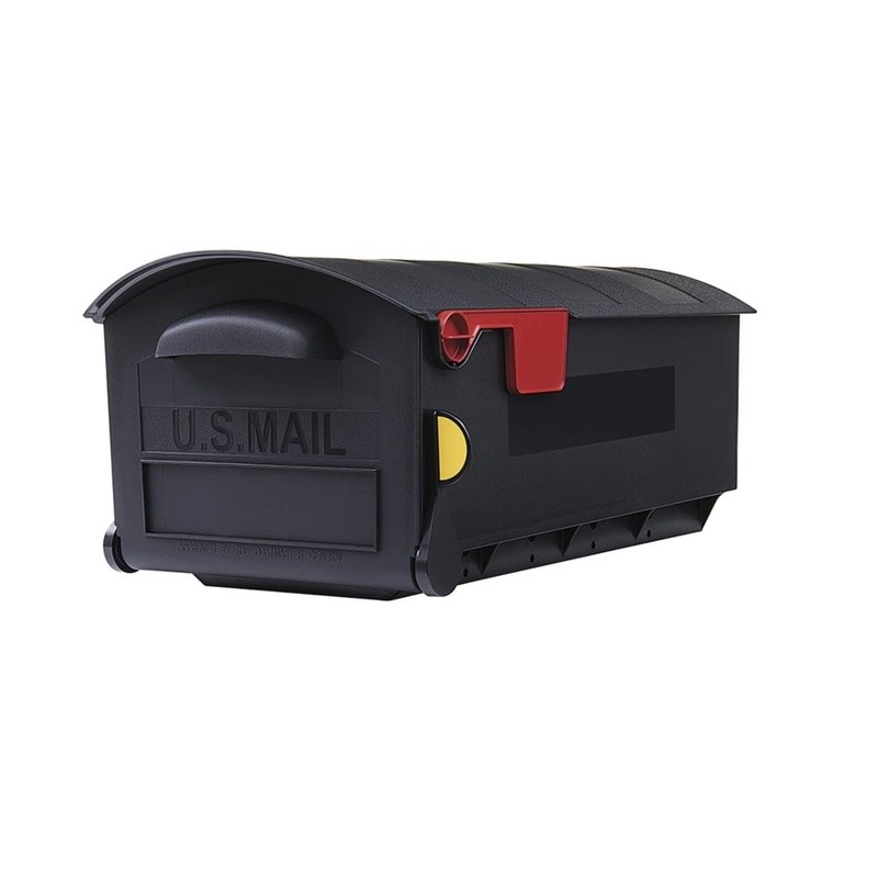 Rugged Post Mounted Mailbox W/ Incoming Mail Flag Weather Resistant Polymer New