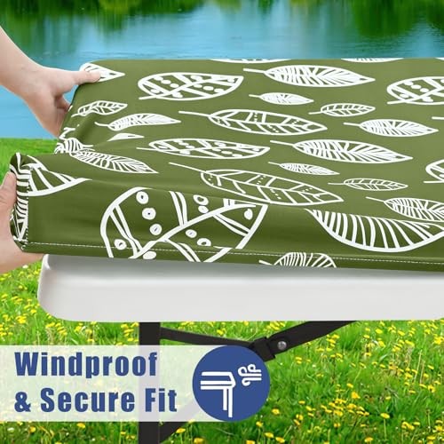 Picnic Table Cover with Bench 72" x 30" (Rectangular) Sage Green & White