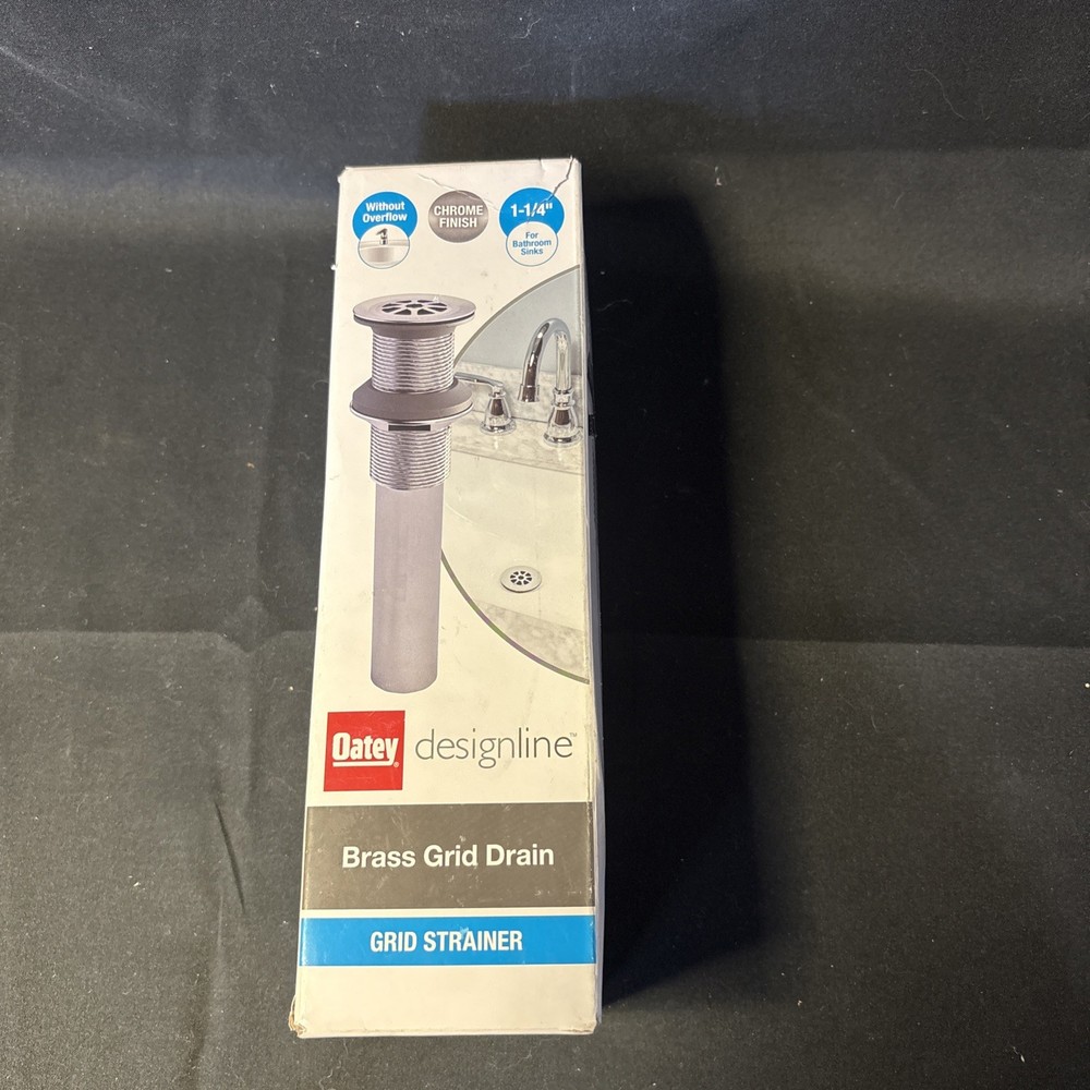 Oatey Designline Chrome-Plated Brass Grid Drain without Overflow