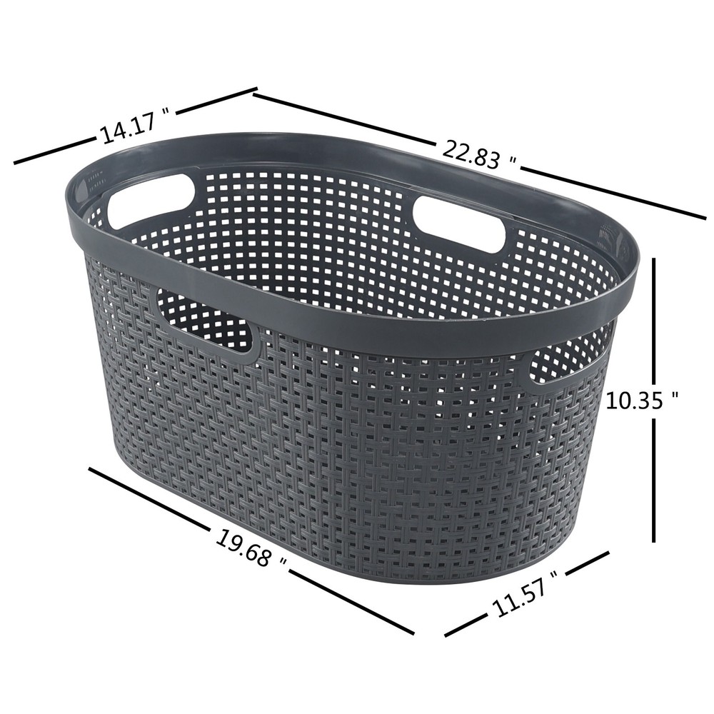 40L Large Laundry Basket Plastic Stacking Clothes Hamper (4 Packs, White+Gray)