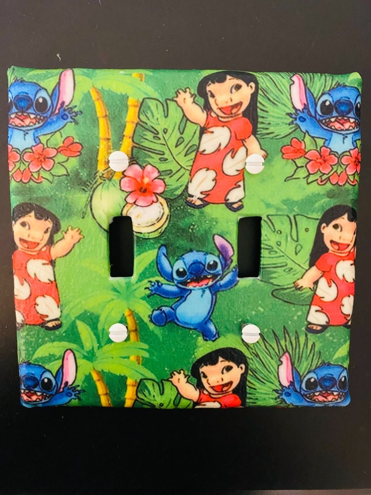 Assorted Lilo & Stitch Hawaiian Handmade Fabric Switch Plate Covers Set.