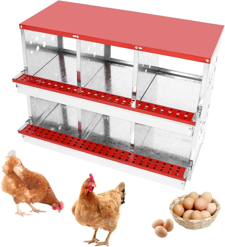 Chicken Nesting Box 8 Large Vented Holes Metal Poultry Nest Chicken Brooding Box