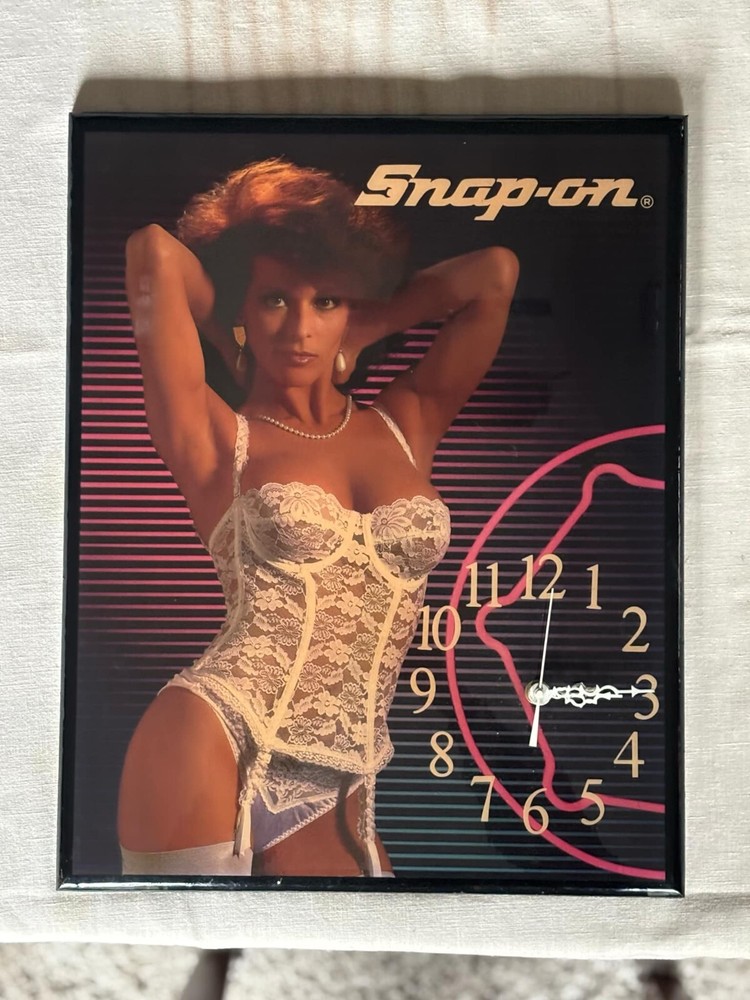 Vintage Snap-On Tools Pinup Wall Clock - 1980's - White Lace