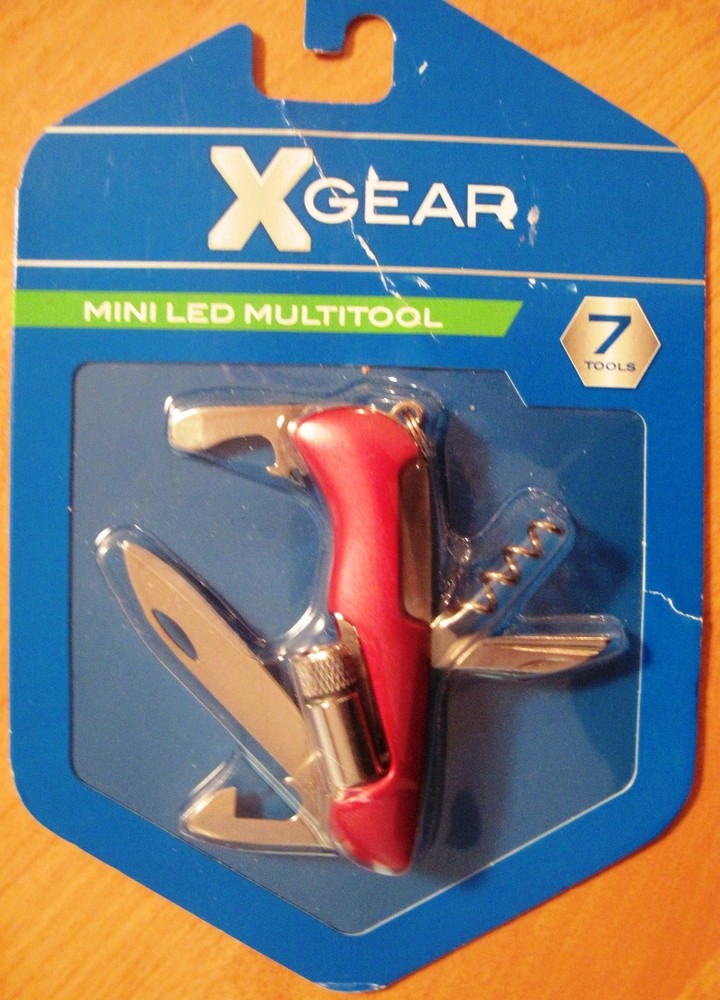 X Gear Mini LED Multitool Knife ~ 7 Tools ~ Red ~ NIP ~ Great GIFT