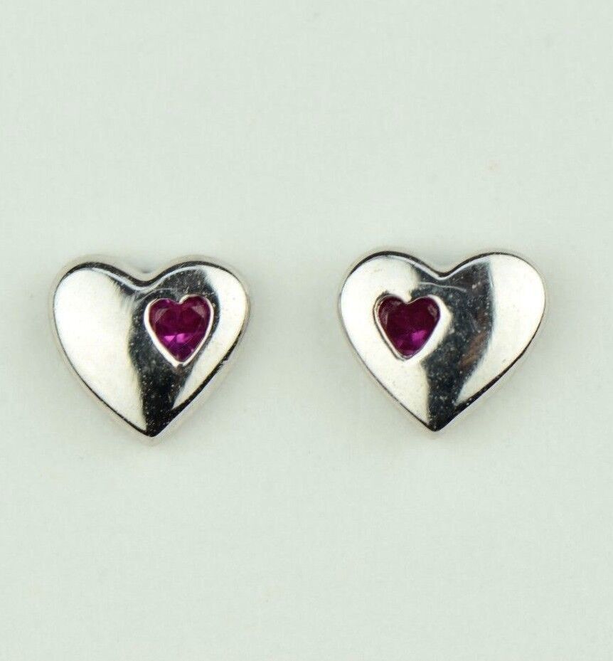 14K White or Yellow Gold Heart Shape CZ Stud Earrings