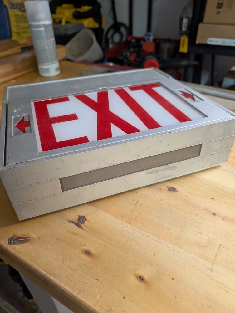 Vintage Commercial Metal EXIT Sign Light Up Unknown Working Condition No Bulbs