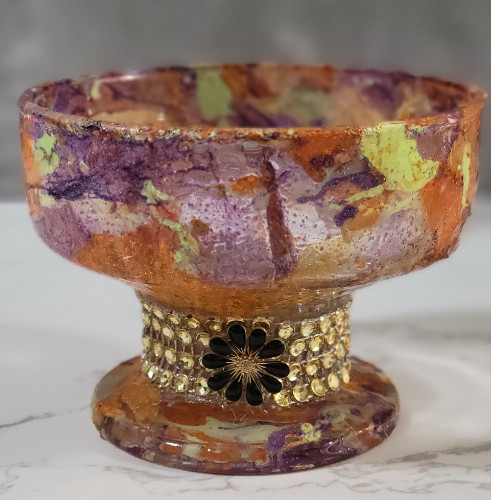 Hand-painted Glass Candleholder