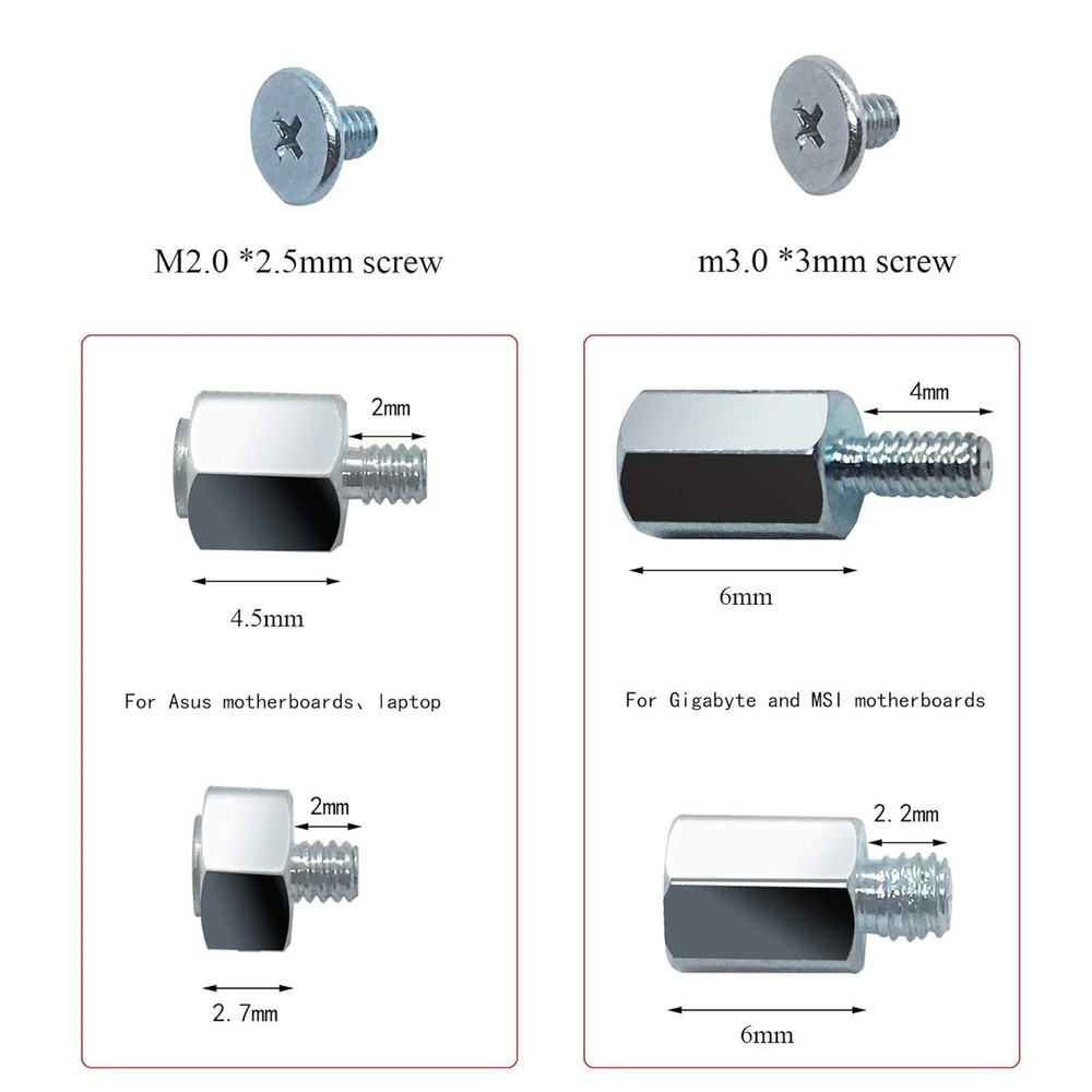 Comprehensive M.2 SSD Mounting Solution for ASUS Gigabyte Motherboards - 30pcs