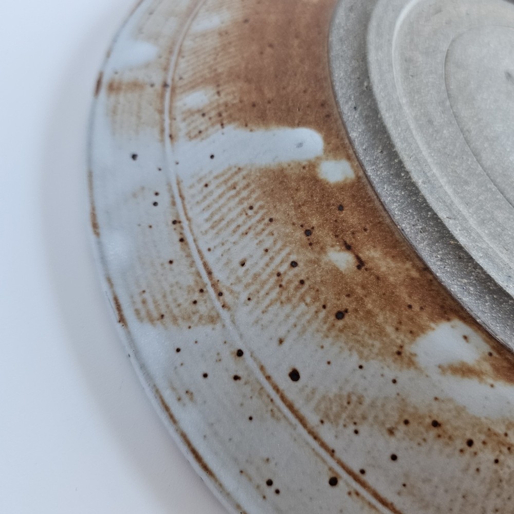 Vintage Studio Pottery Plate Signed Handmade Stoneware 10” Abstract Glaze