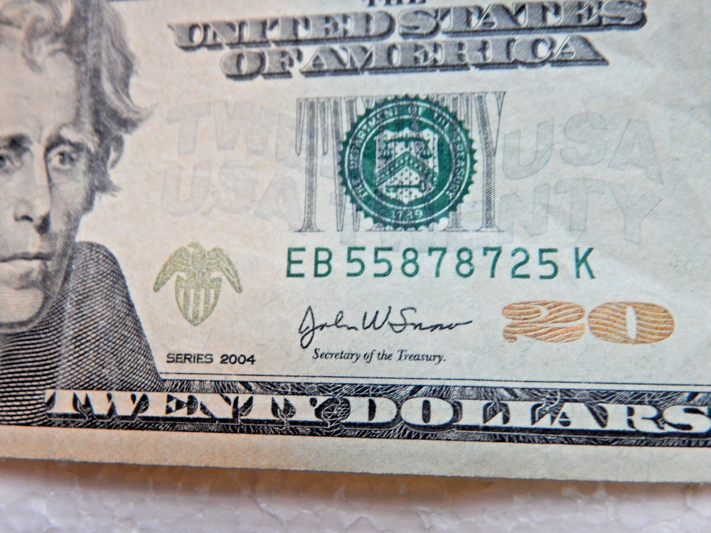 RARE! $20 Dollar Bill 2004 NOTE Dollar Certificate EB55878725K