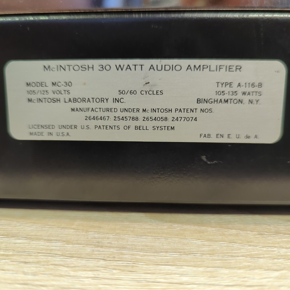 McIntosh MC30 Mono Tube Amplifier WORKING