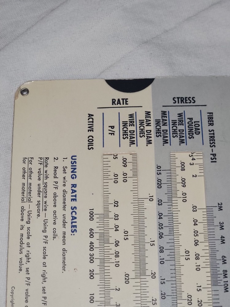 Vintage Spring Weight Calculator 1960 Sprind Data Computer Associated Spring Co