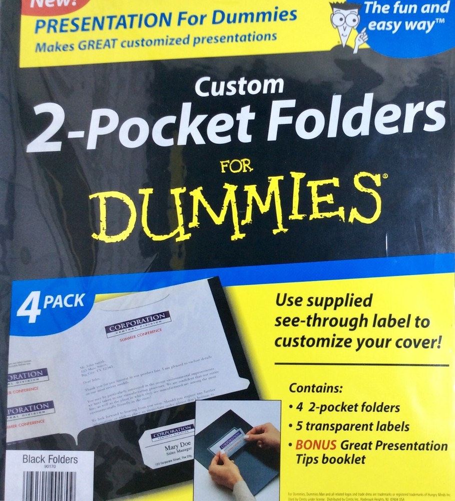 Custom Two Pocket Folders For Dummies / Great Presentations Bonus Tips Book!