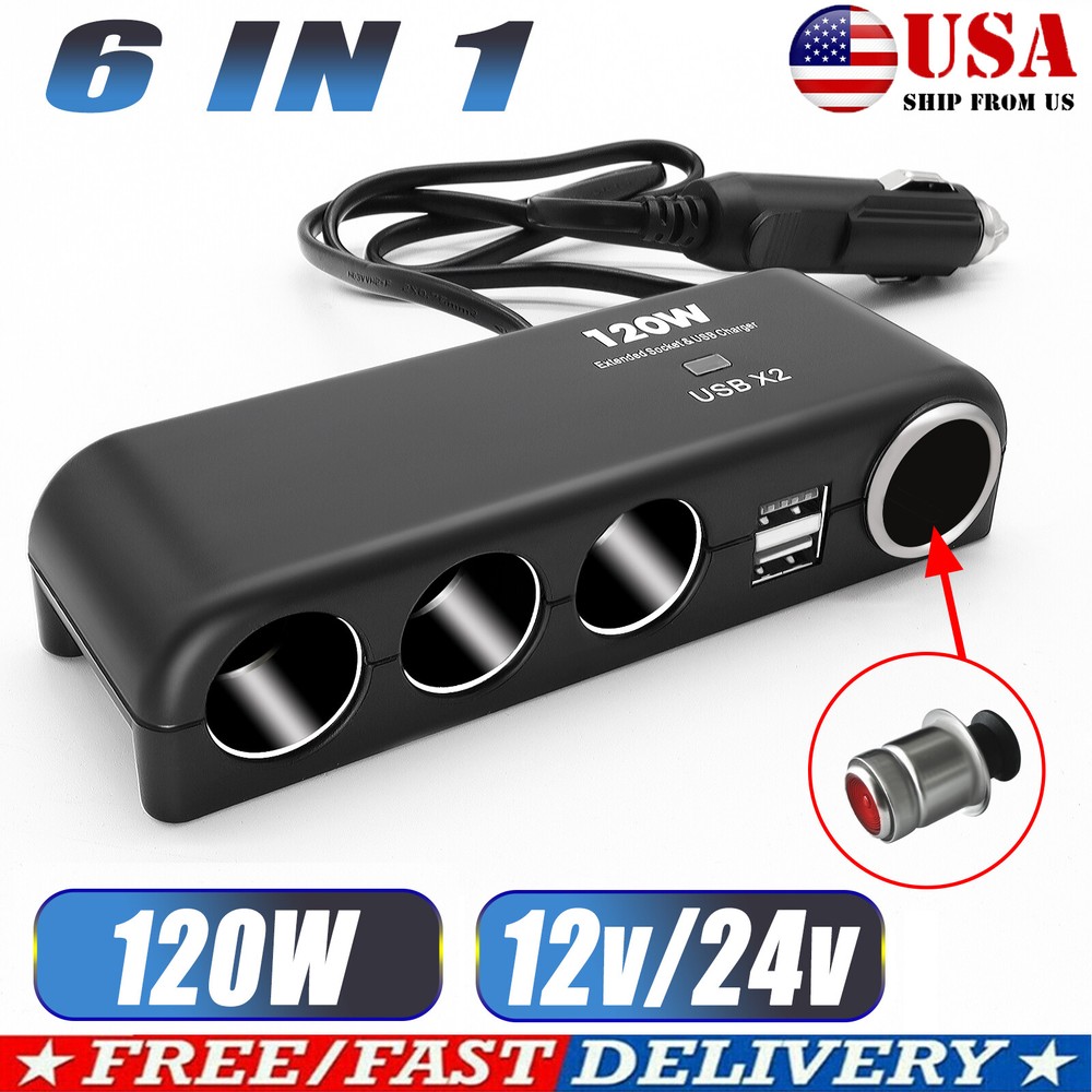 Fast Car Cigarette 12V 3.1A USB Quick Charger Multi Lighter Socket 4 Way Adapter