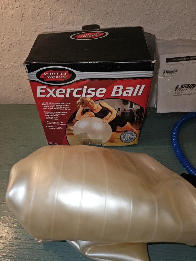Athletic Works Exercise Ball W/Pump & Paperwork-Original Box New