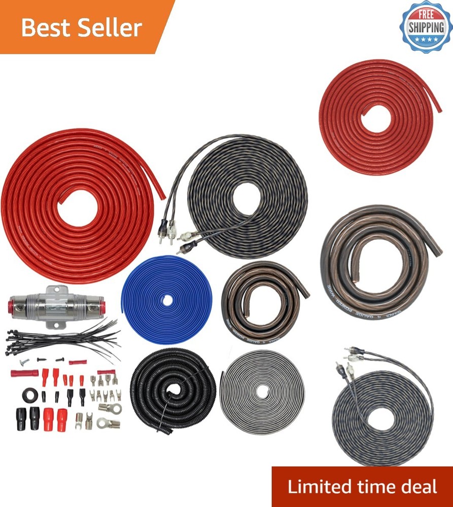 Robust 4 Gauge Amp Kit - Complete Installation with Speaker Wire & Accessories