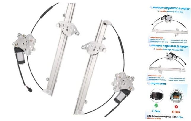 Front Driver & Passenger Side Power Window Regulator with Motor Compatible